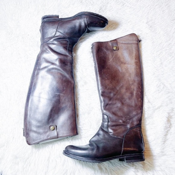 Barney's Chocolate Brown Knee High Riding Boot Brass Details SZ36 - Picture 2 of 9